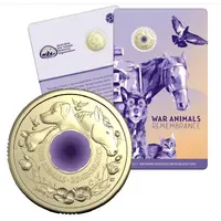 2024 $2 Purple Poppy War Animals Remembrance ‘C’ Mintmark Uncirculated Coin UNC