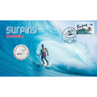 2013 Surfing Australia 50th Anniversary Stamp and coin cover PNC 50 cent