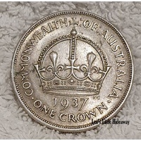 1937 One Crown Commonwealth of Australia 92.5% Silver Coin